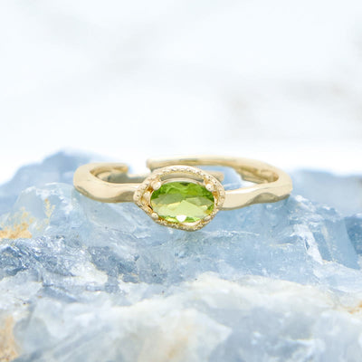 Olivenorma Peridot Unregelmäßiger Einfacher S925 Vergoldeter Ring 