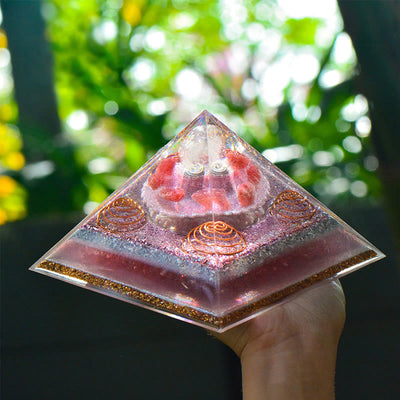 Olivenorma „Love Magic“ Lepidolith-Erdbeerquarz Orgon-Pyramide