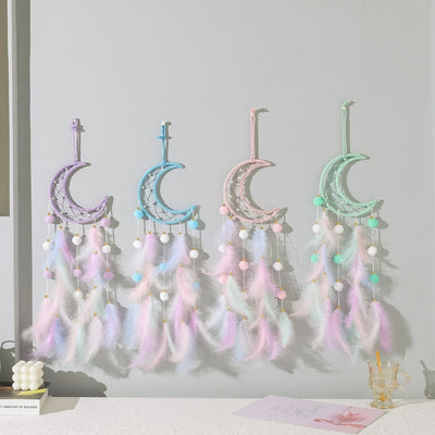 Olivenorma Traumfänger mit süßer Katze und Mond und Sternen