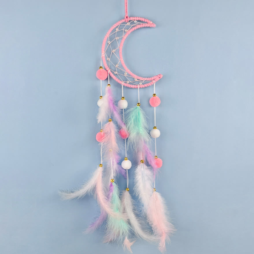 Olivenorma Traumfänger mit süßer Katze und Mond und Sternen