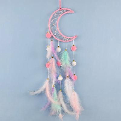 Olivenorma Traumfänger mit süßer Katze und Mond und Sternen