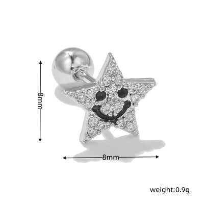 Olivenorma Ohrstecker mit eingelegtem Zirkonia und süßem Muster - image 18