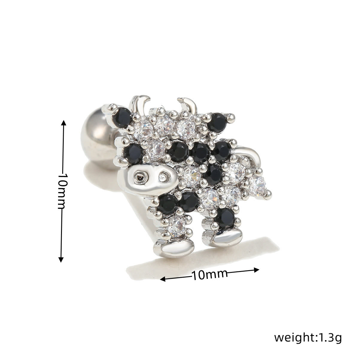 Olivenorma Ohrstecker mit eingelegtem Zirkonia und süßem Muster - image 16