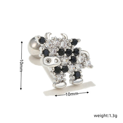 Olivenorma Ohrstecker mit eingelegtem Zirkonia und süßem Muster - image 16
