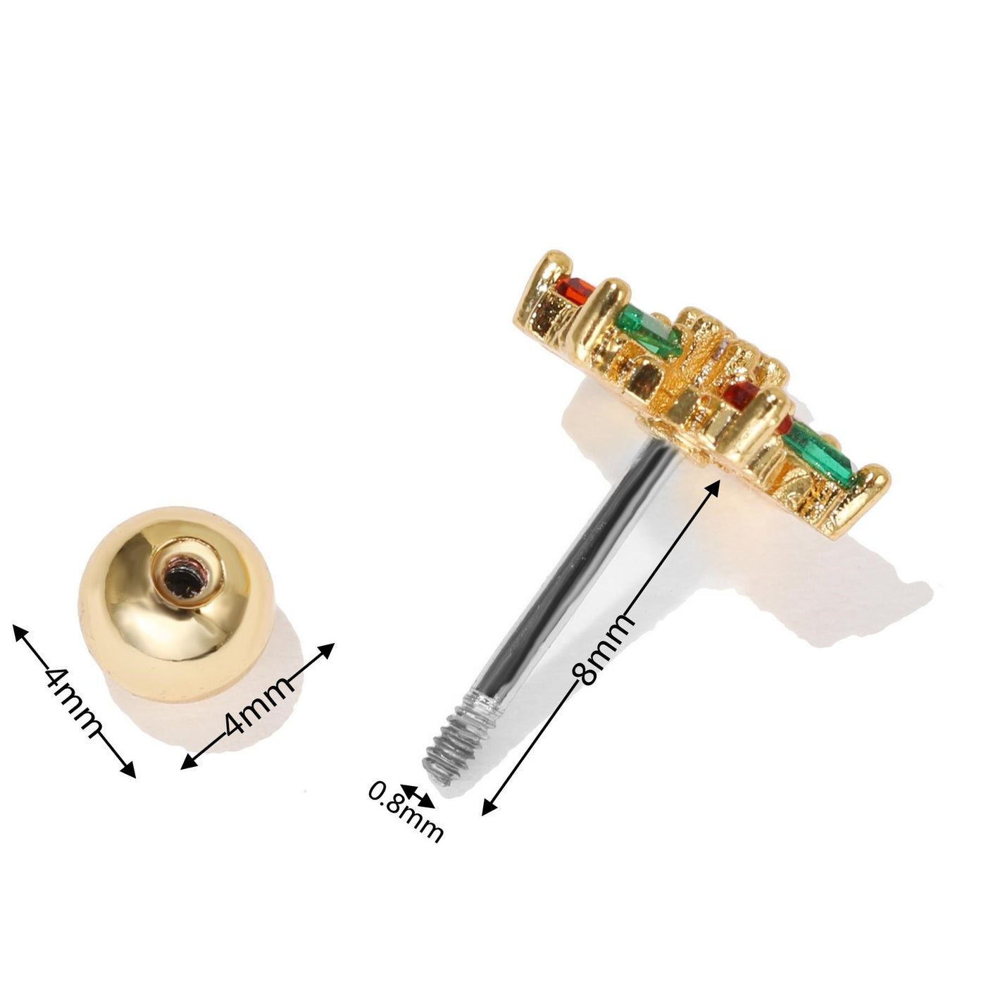 Olivenorma Ohrstecker mit eingelegtem Zirkonia und süßem Muster - image 19
