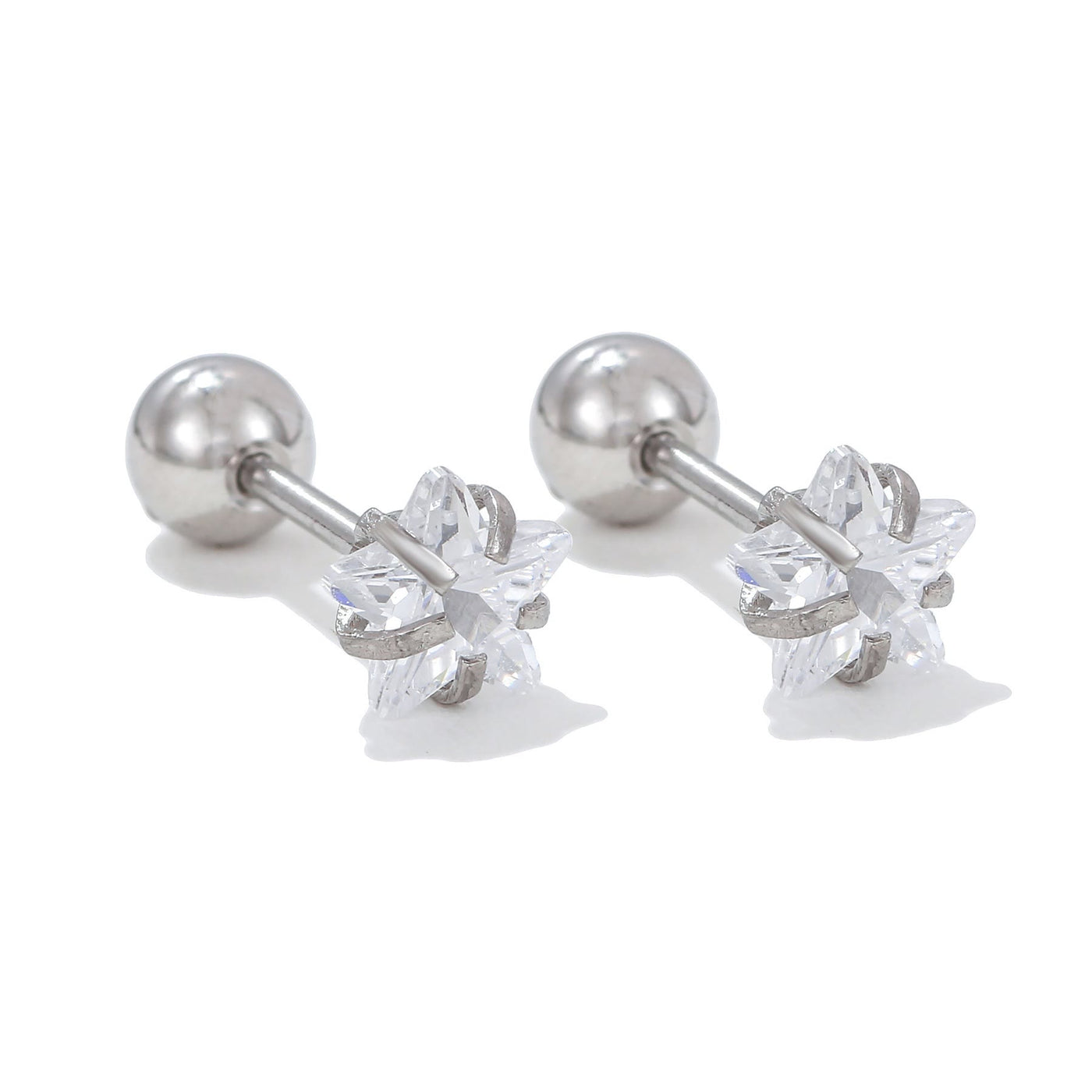 Olivenorma Ohrstecker aus Silber mit geometrischem Schliff und farbigen Zirkonia