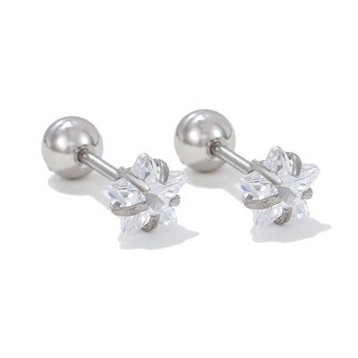 Olivenorma Ohrstecker aus Silber mit geometrischem Schliff und farbigen Zirkonia