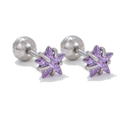 Olivenorma Ohrstecker aus Silber mit geometrischem Schliff und farbigen Zirkonia