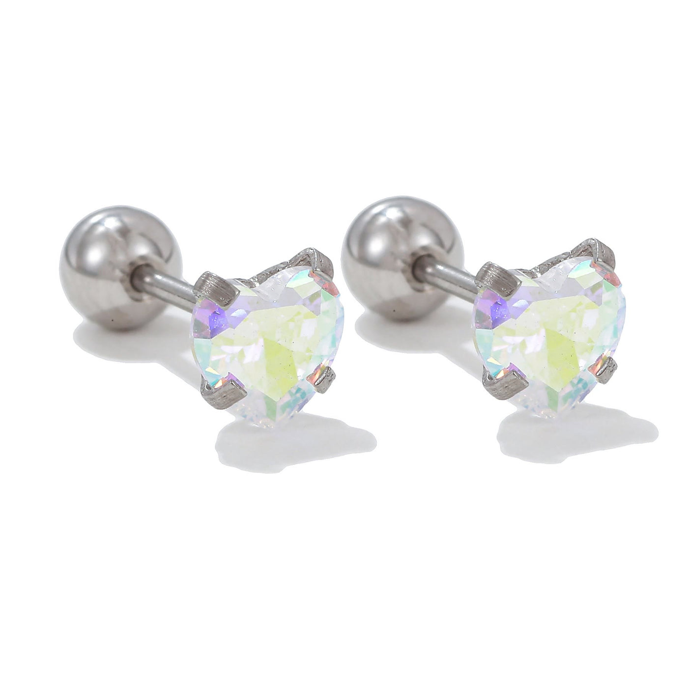 Olivenorma Ohrstecker aus Silber mit geometrischem Schliff und farbigen Zirkonia