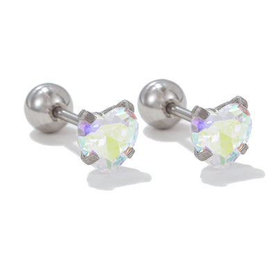 Olivenorma Ohrstecker aus Silber mit geometrischem Schliff und farbigen Zirkonia