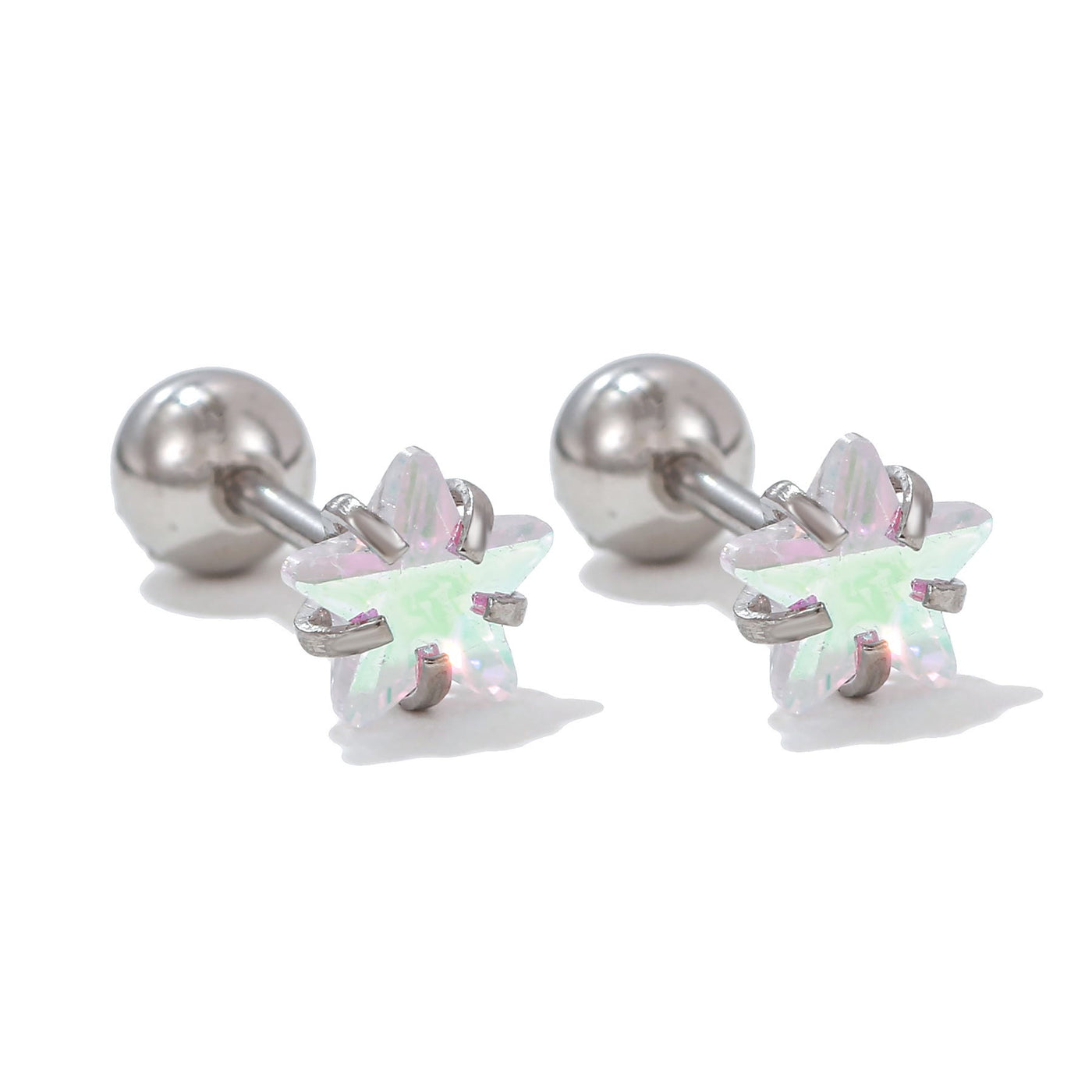 Olivenorma Ohrstecker aus Silber mit geometrischem Schliff und farbigen Zirkonia