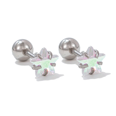 Olivenorma Ohrstecker aus Silber mit geometrischem Schliff und farbigen Zirkonia