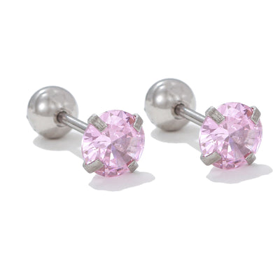Olivenorma Ohrstecker aus Silber mit geometrischem Schliff und farbigen Zirkonia