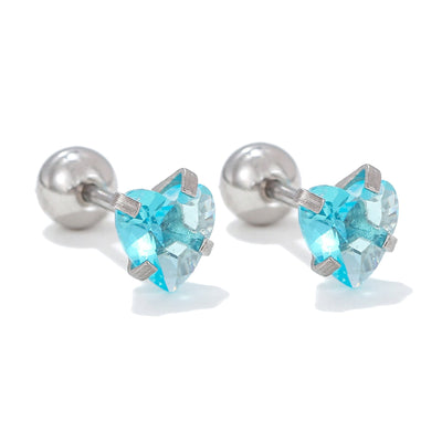Olivenorma Ohrstecker aus Silber mit geometrischem Schliff und farbigen Zirkonia