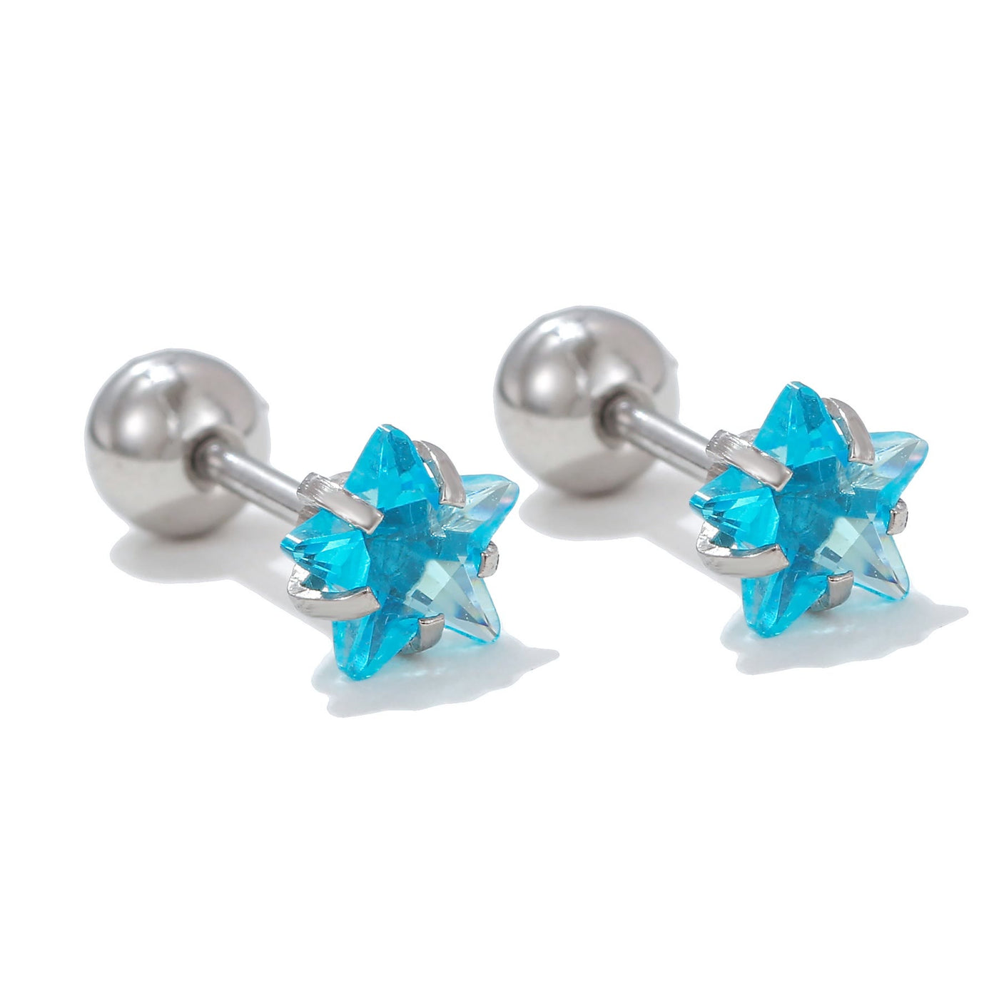 Olivenorma Ohrstecker aus Silber mit geometrischem Schliff und farbigen Zirkonia