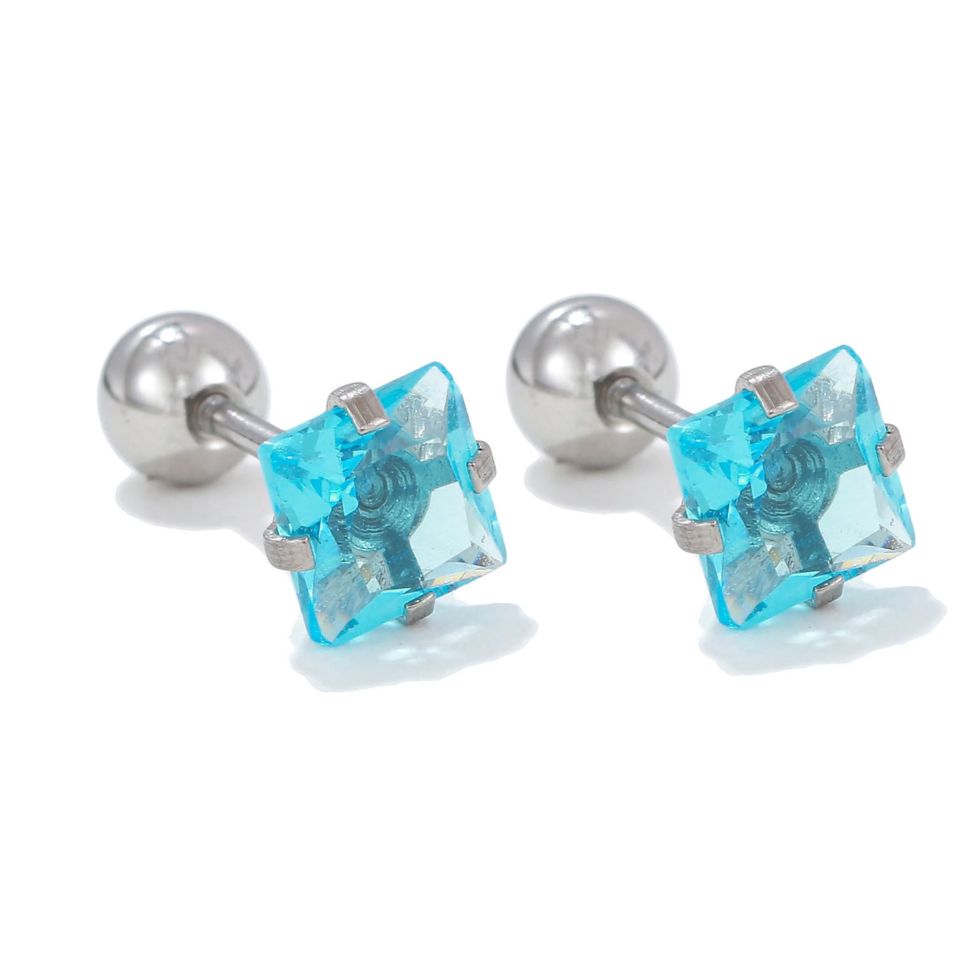 Olivenorma Ohrstecker aus Silber mit geometrischem Schliff und farbigen Zirkonia