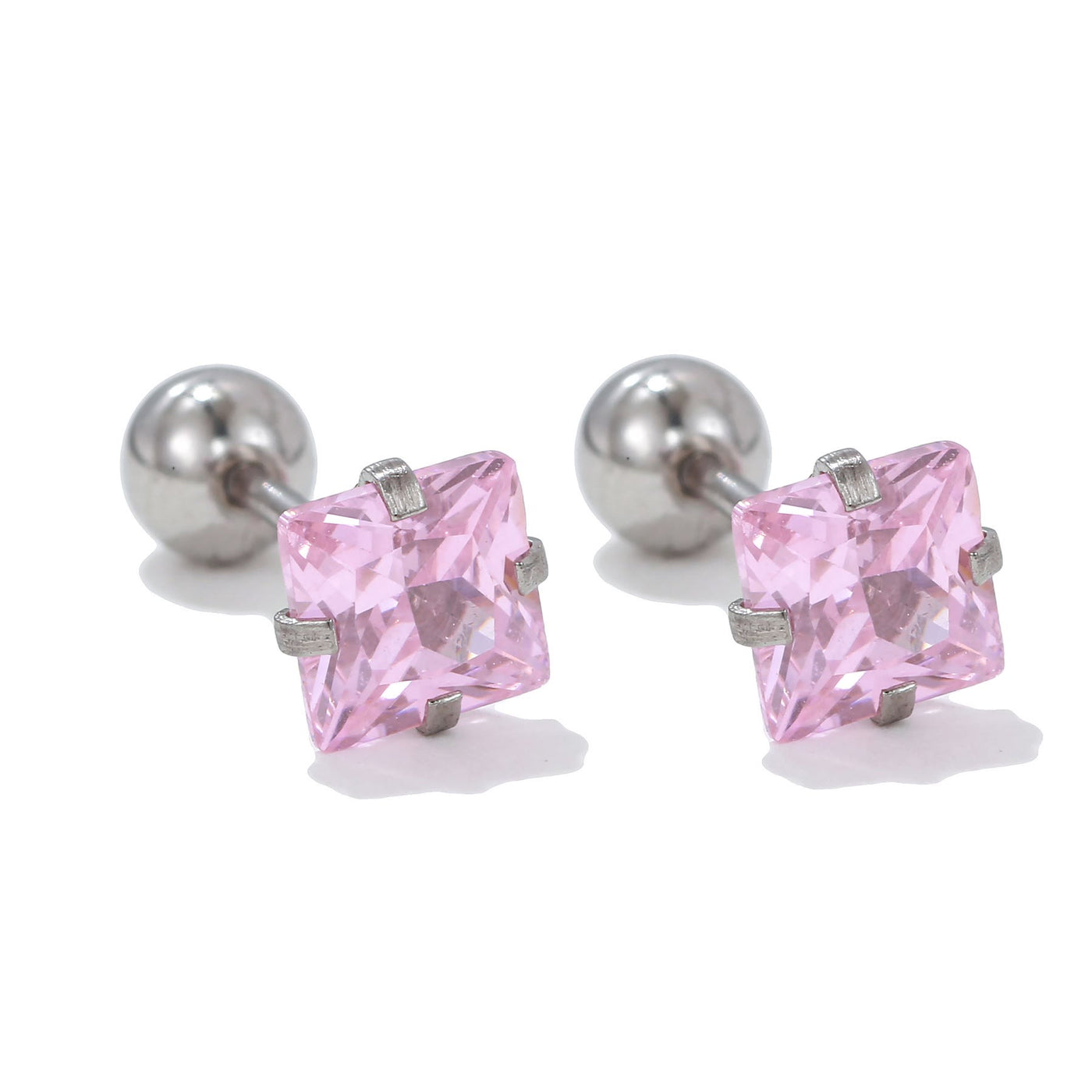 Olivenorma Ohrstecker aus Silber mit geometrischem Schliff und farbigen Zirkonia