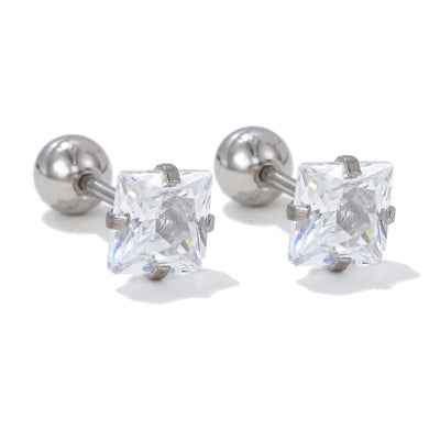 Olivenorma Ohrstecker aus Silber mit geometrischem Schliff und farbigen Zirkonia