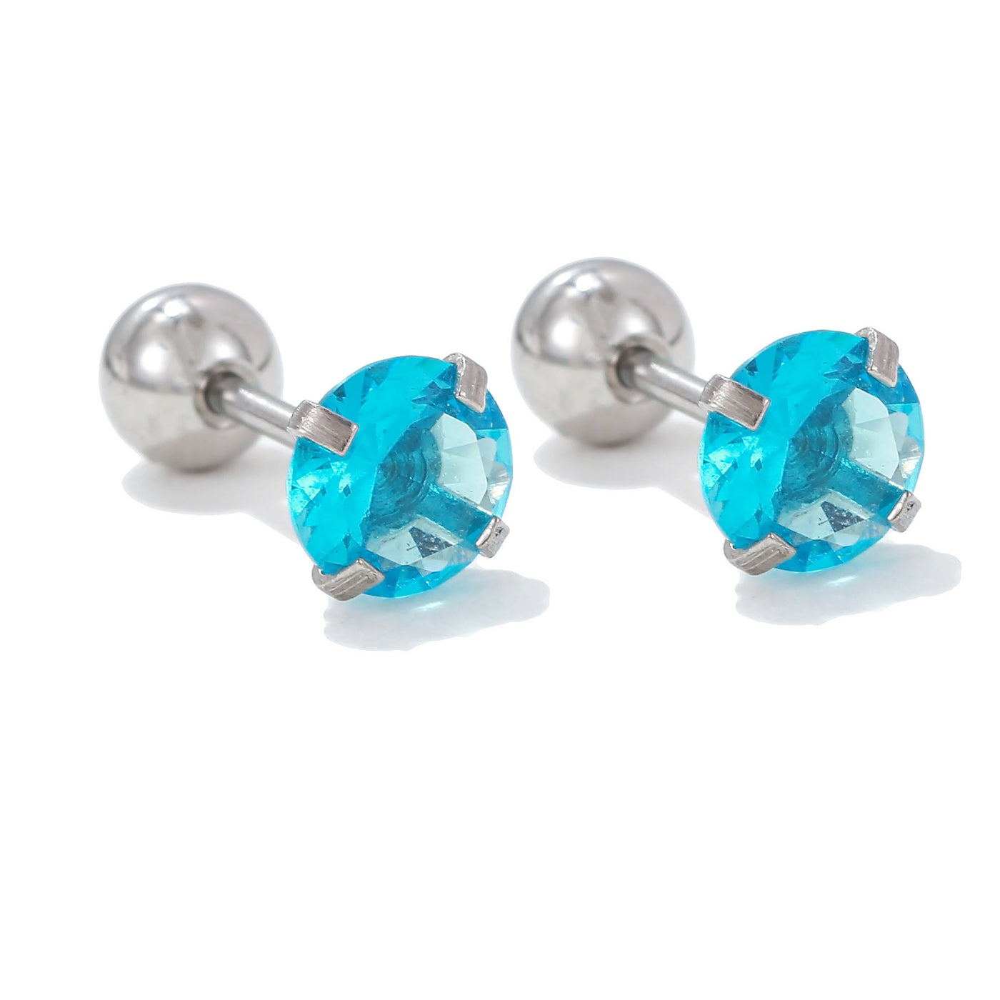 Olivenorma Ohrstecker aus Silber mit geometrischem Schliff und farbigen Zirkonia