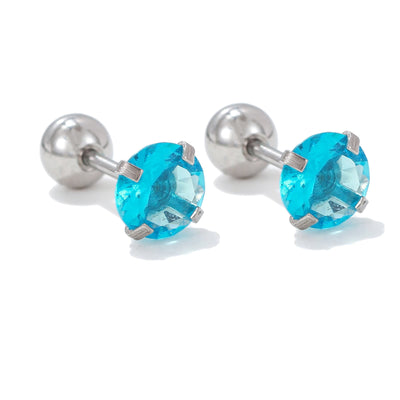 Olivenorma Ohrstecker aus Silber mit geometrischem Schliff und farbigen Zirkonia