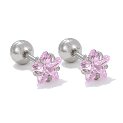 Olivenorma Ohrstecker aus Silber mit geometrischem Schliff und farbigen Zirkonia