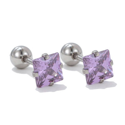 Olivenorma Ohrstecker aus Silber mit geometrischem Schliff und farbigen Zirkonia