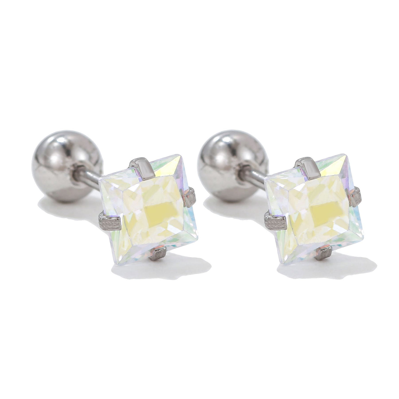 Olivenorma Ohrstecker aus Silber mit geometrischem Schliff und farbigen Zirkonia