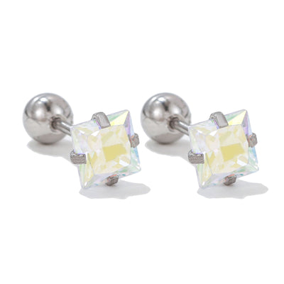 Olivenorma Ohrstecker aus Silber mit geometrischem Schliff und farbigen Zirkonia