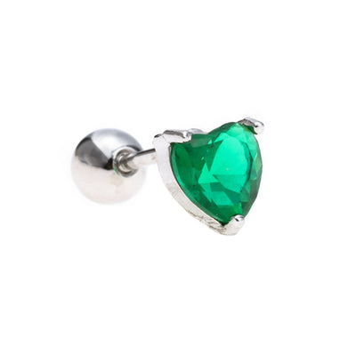 Olivenorma Herz-Ohrringe mit farbigem Zirkonia im Schmetterlingsschliff - Grüne Liebe - image 7