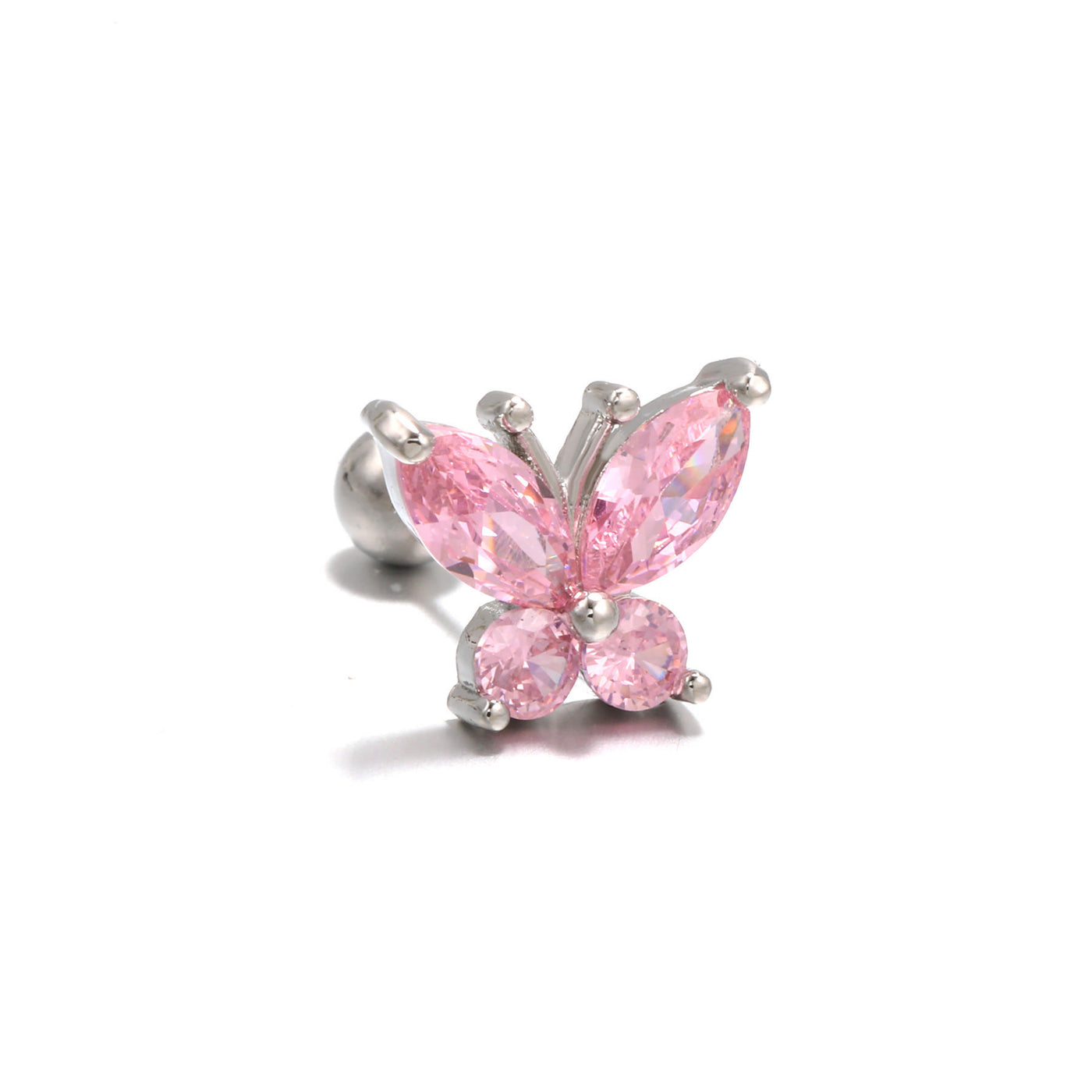 Olivenorma Herz-Ohrringe mit farbigem Zirkonia im Schmetterlingsschliff - Rosa Schmetterling - image 15