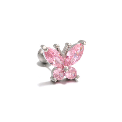 Olivenorma Herz-Ohrringe mit farbigem Zirkonia im Schmetterlingsschliff - Rosa Schmetterling - image 15