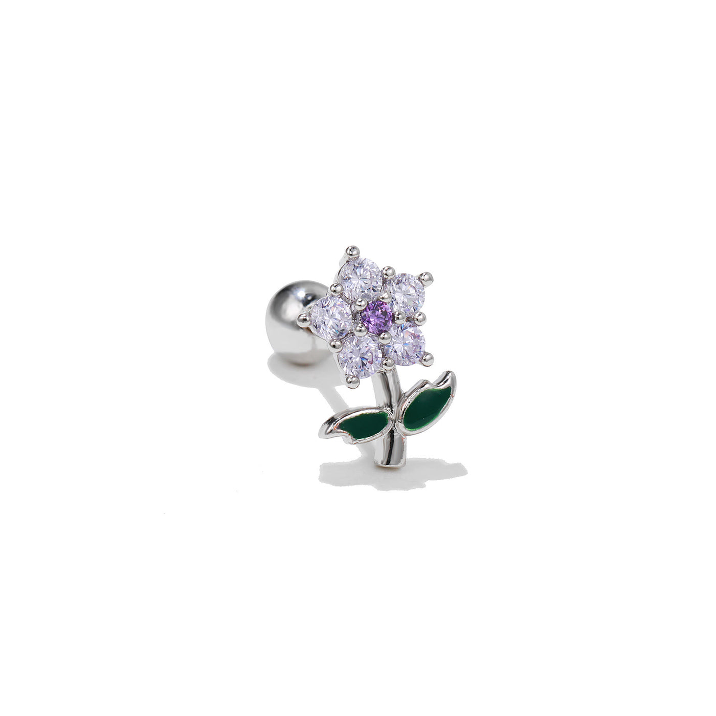 Olivenorma Herz-Ohrringe mit farbigem Zirkonia im Schmetterlingsschliff - Lila Zirkon Blumen - image 4