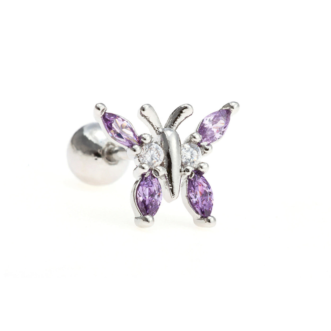 Olivenorma Herz-Ohrringe mit farbigem Zirkonia im Schmetterlingsschliff - Lila Schmetterling - image 14