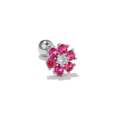 Olivenorma Herz-Ohrringe mit farbigem Zirkonia im Schmetterlingsschliff - Rosa Zirkon Blumen - image 3