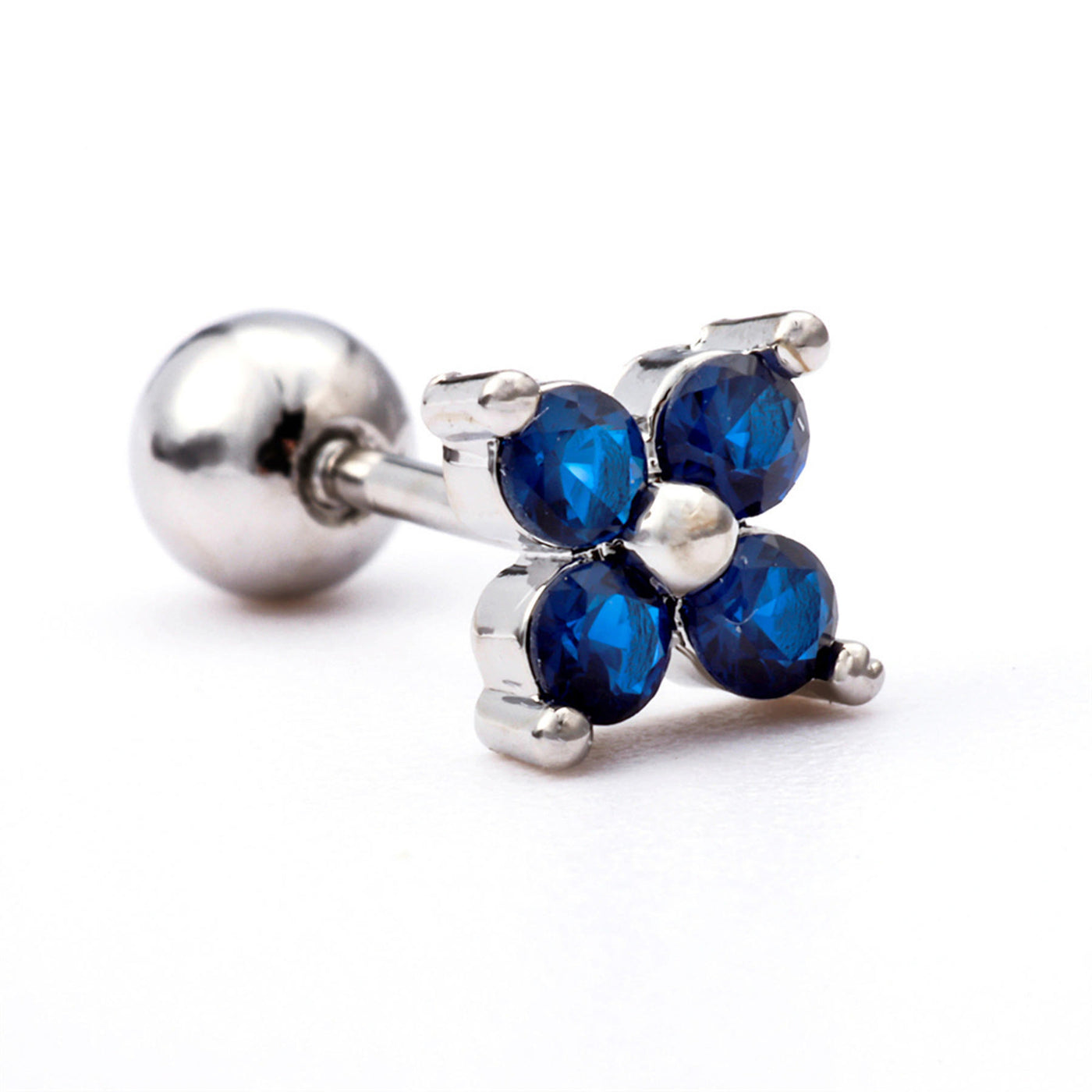 Olivenorma Herz-Ohrringe mit farbigem Zirkonia im Schmetterlingsschliff - Blaue Topasblumen - image 1