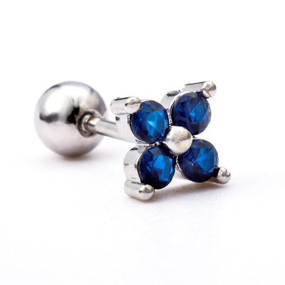 Olivenorma Herz-Ohrringe mit farbigem Zirkonia im Schmetterlingsschliff - Blaue Topasblumen - image 1