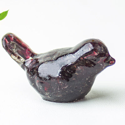 Olivenorma Naturstein Vogelskulptur Dekoration - Granat - Mit Karte - image 45