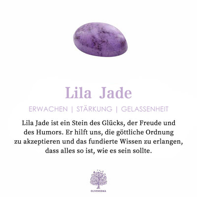 Olivenorma handgefertigter Traumfänger mit türkisfarbener und violetter Jade und Perlen in Mondform 