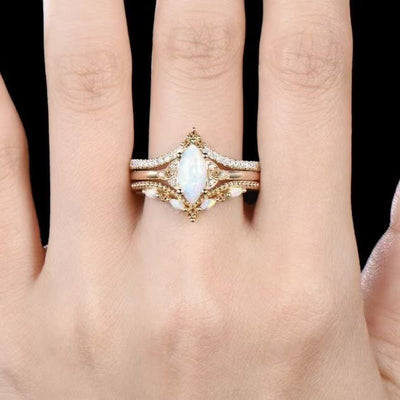Olivenorma Eternal Glow Opal Versprechensring-Set