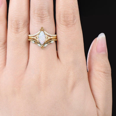 Olivenorma Eternal Glow Opal Versprechensring-Set