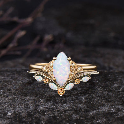 Olivenorma Eternal Glow Opal Versprechensring-Set