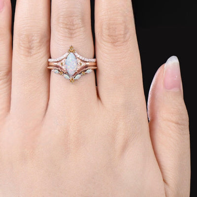Olivenorma Eternal Glow Opal Versprechensring-Set