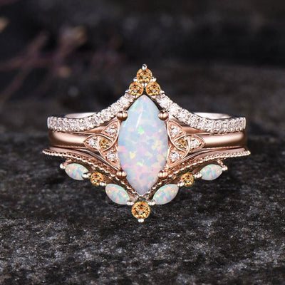 Olivenorma Eternal Glow Opal Versprechensring-Set
