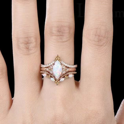 Olivenorma Eternal Glow Opal Versprechensring-Set