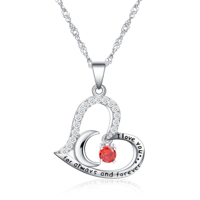 Olivenorma Halskette mit Geburtssteinen, S925 Silber, „Ich liebe dich für immer und ewig“ - Juli-Ruby - image 7