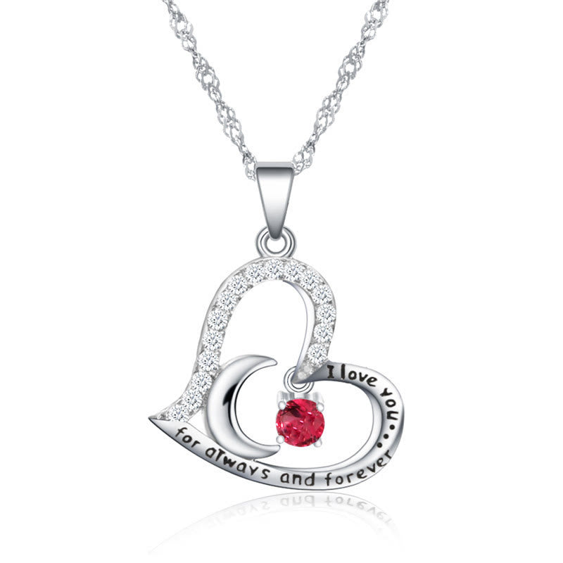 Olivenorma Halskette mit Geburtssteinen, S925 Silber, „Ich liebe dich für immer und ewig“ - Januar-Granat - image 1