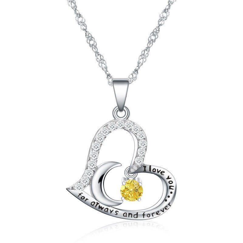 Olivenorma Halskette mit Geburtssteinen, S925 Silber, „Ich liebe dich für immer und ewig“ - November-Citrin - image 11