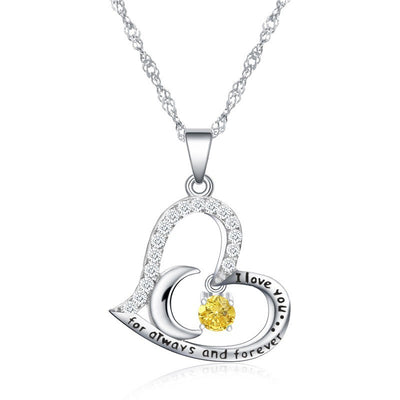 Olivenorma Halskette mit Geburtssteinen, S925 Silber, „Ich liebe dich für immer und ewig“ - November-Citrin - image 11