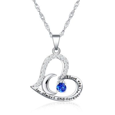 Olivenorma Halskette mit Geburtssteinen, S925 Silber, „Ich liebe dich für immer und ewig“ - September-Saphir - image 9