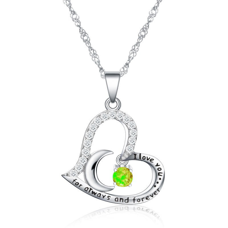 Olivenorma Halskette mit Geburtssteinen, S925 Silber, „Ich liebe dich für immer und ewig“ - August-Peridot - image 8